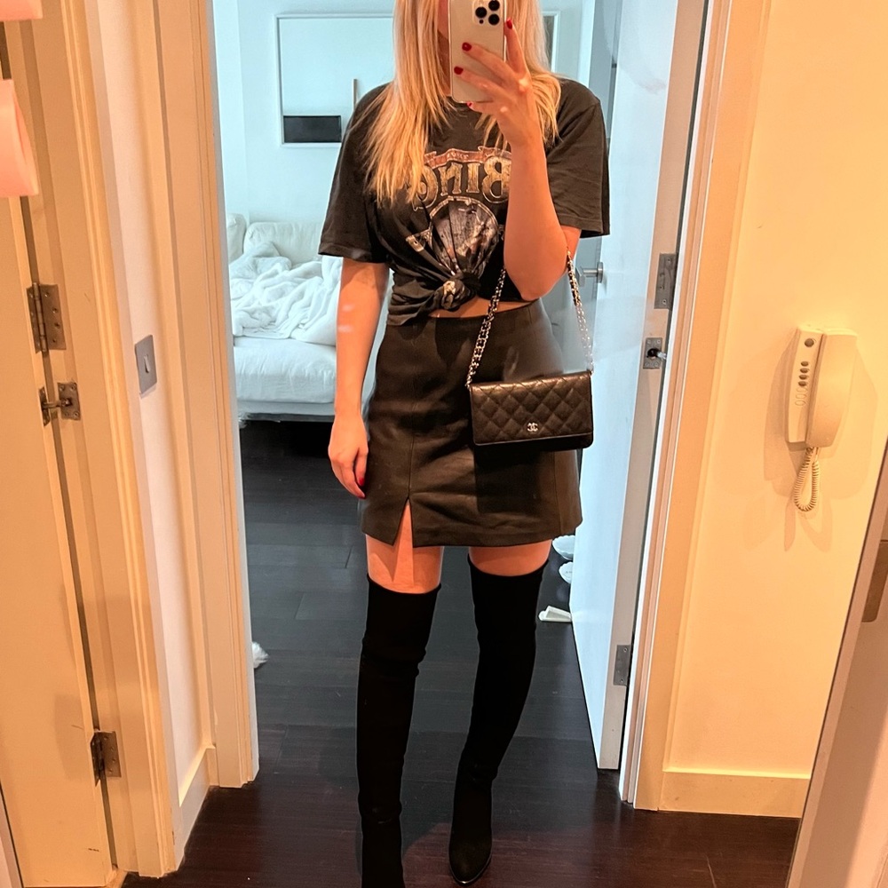 & Other Stories Leather Slit Skirt US 4 (EUR 36)
